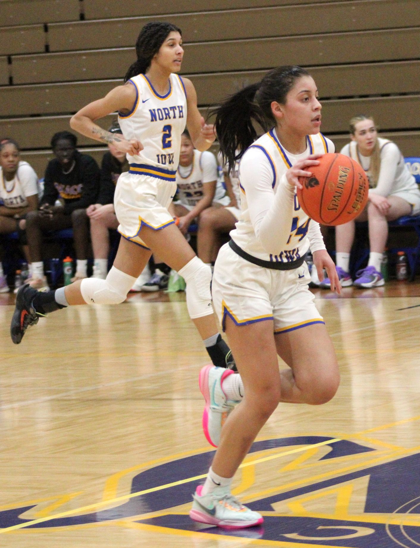 NIACC's Audrey Martinez-Stewart pushes the ball up the court during a home game in the 2022-23 season.