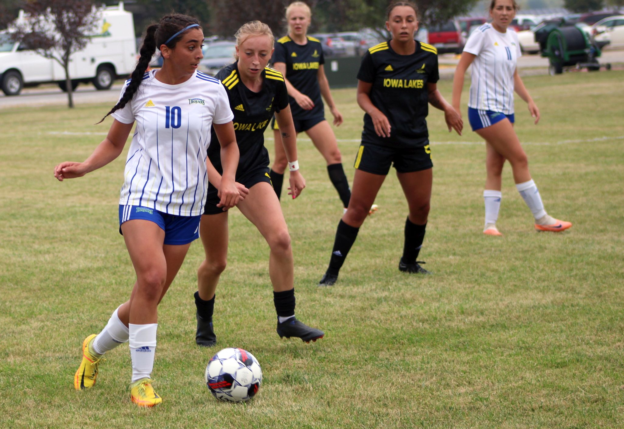 NIACC's Gabriella Rivera looks to move the ball downfield in Wednesday's match against Iowa Lakes.