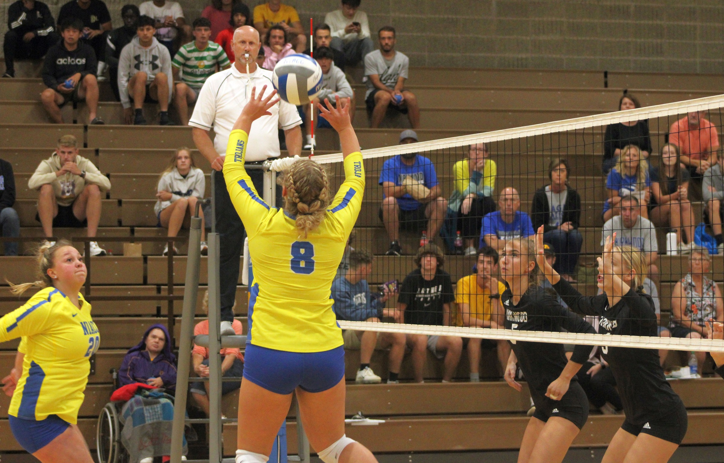NIACC sophomore Ryley Wetlaufer sets the ball in Wednesday's ICCAC match against Kirkwood.